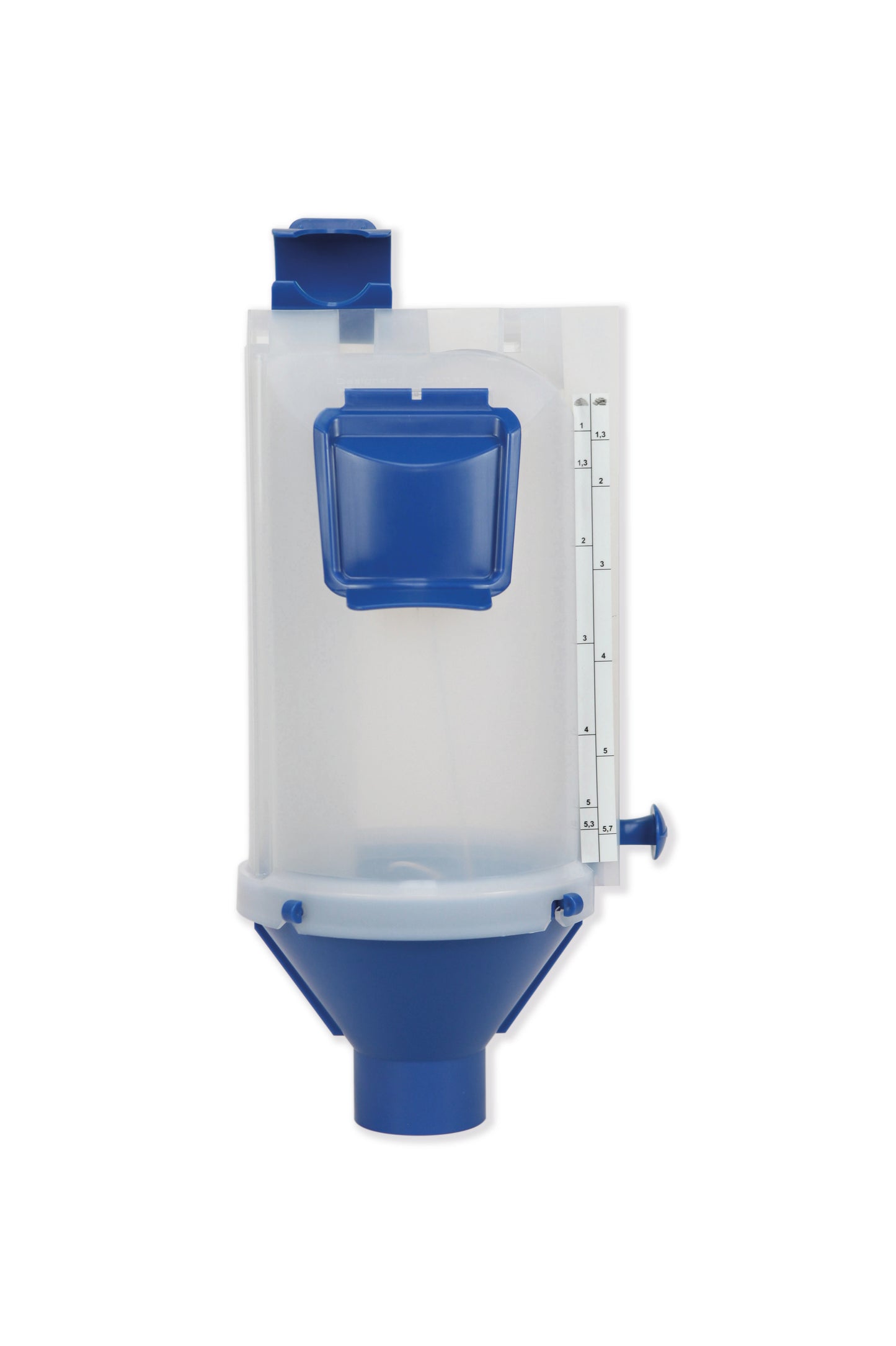 Feed Dispenser | 6 Litres | Transparent 60/80mm | For drain pipe inner Ø 70 mm | Agriculture Feed Systems | Pig Poultry Dairy and Beef Sheds