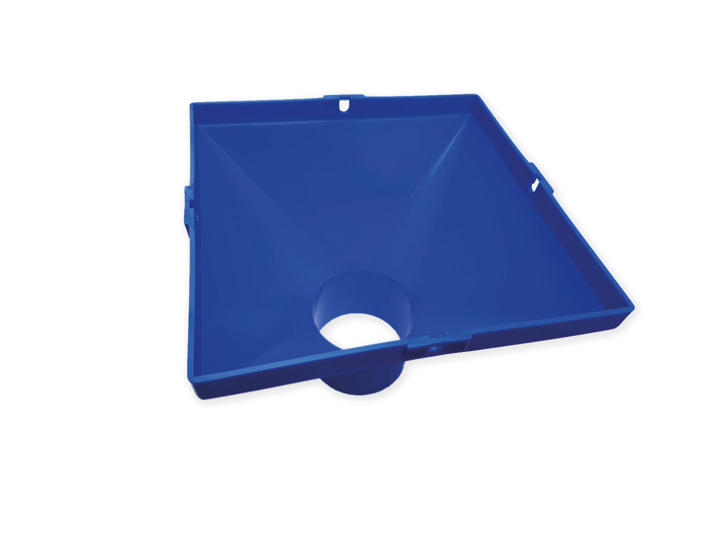 Funnel | Blue| For WAS | 75mm | Dimensions: 182 x 182 mm|  On pipe Ø 75mm | Agriculture Feed Systems | Pig Poultry Dairy and Beef Sheds