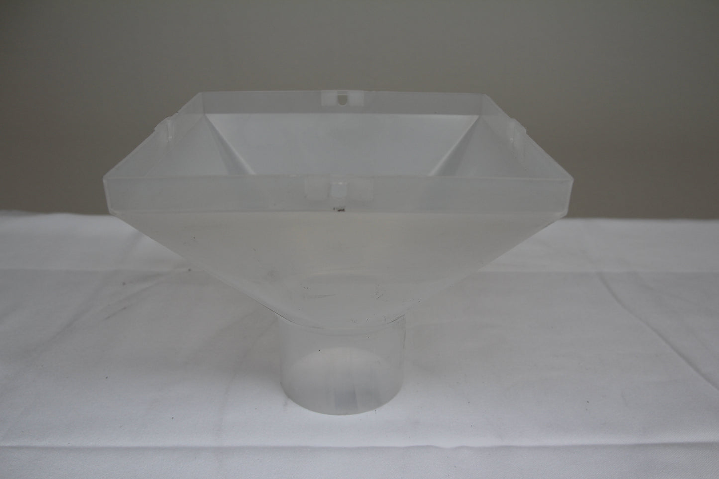 Funnel | Transparent | 75mm | Dimensions: 182 x 182 mm | Square, on pipe Ø 75 mm | Agriculture Feed System | Pig Poultry Dairy and Beef Sheds